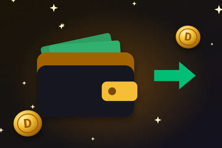 Płatności w casino Deloro Casino Deloro – portfel z banknotami i strzałka jako symbol płatności